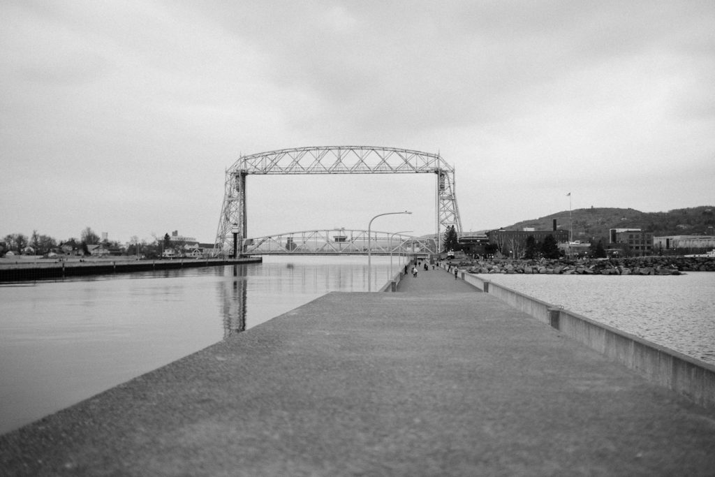Scenic shot of the lift bridge in Canal Park, Duluth MN