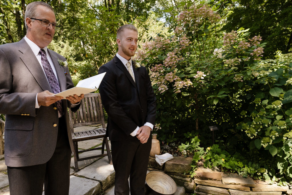 An intimate wedding ceremony at The Lantern Court Estate at Holden Arboretum in Cleveland Ohio.