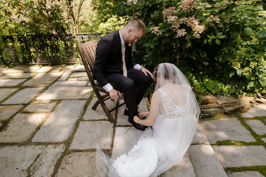 An intimate foot washing ceremony at The Lantern Court Estate at Holden Arboretum in Cleveland Ohio.