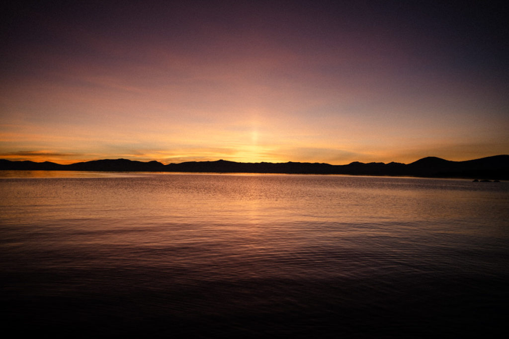 Gorgeous, warm sunset over Lake Tahoe California.