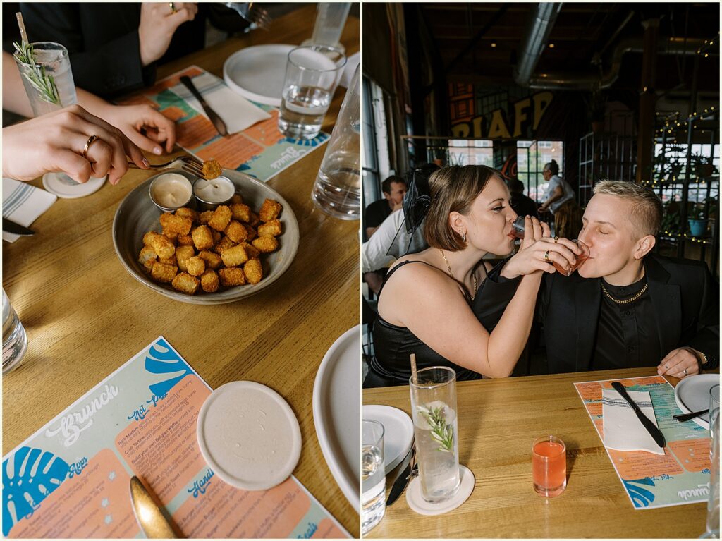 Marriers drink shots at brew pub in Minneapolis.